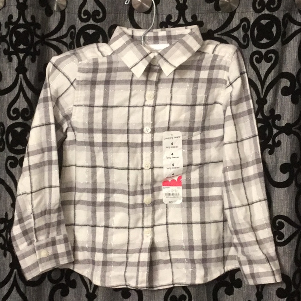 jumping bean Silver Metallic Plaid Button Down